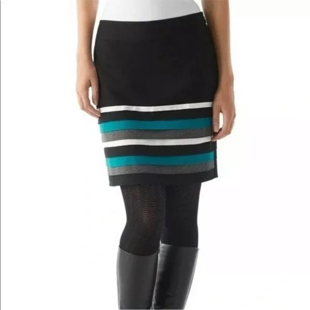 White House Black Market Tiered Stripe Piping Skirt Multi 8 #9950